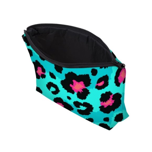 New Aqua Leopard Cosmetic Bag Clutch - Picture 4 of 5
